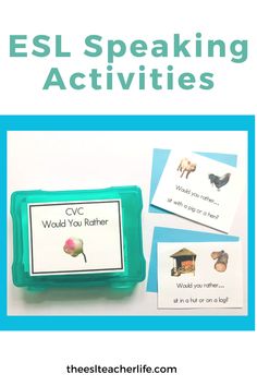 the esl speaking activities include words and pictures to help students learn how to speak