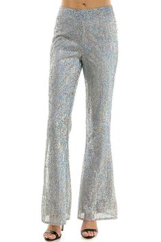 Shine bright this season with our sequin flare pants, available in silver. 100% Polyester Sequin Flare Pants, Silver Pants, Flare Pant, Pants Large, Shine Bright, Flare Pants, Order Now, Sequin, Wardrobe