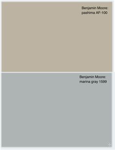 the color scheme for benjamin moore's paint swatches, including gray and beige