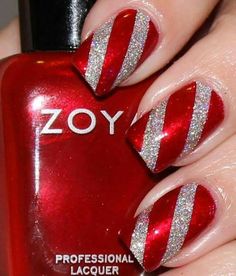 Festive Holiday Nails, Nail Christmas, Nail Red, Nails Holiday, Silver Nail