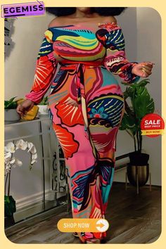 Multicolor Fashion Casual Print with Belt O Neck Plus Size Jumpsuits Multicolor Printed Long Sleeve Jumpsuits And Rompers, Multicolor Long Sleeve Jumpsuits And Rompers For Spring, Fitted Multicolor One-piece Jumpsuit, Fitted Multicolor One-piece Jumpsuit/romper, Multicolor Fitted One-piece Jumpsuit/romper, Casual Multicolor One-piece Jumpsuit, Multicolor Long Sleeve Jumpsuit For Summer, Trendy Multicolor Jumpsuits And Rompers For Vacation, Spring Multicolor Print Jumpsuits And Rompers