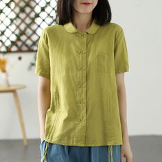 Details: Gender: Women Item Type: Blouse Material: Cotton Linen Pattern Type: Solid Season: Summer Style: Leisure, Daily, Retro Occasion: Going Out, Daily Size: One Size Length: 60.00 - 63.00 cm/ 23.62 - 24.80 " Bust: 104.00 cm/ 40.94 " Shoulder: 44.00 cm/ 17.32 " Sleeve: 20.00 cm/ 7.87 " Women Summer Casual, Linen Pattern, Blouse Material, Summer Style, Season Summer, Summer Casual, Cotton Linen, Yellow White, Going Out