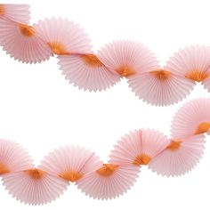 pink paper fan garland with orange trim on white background