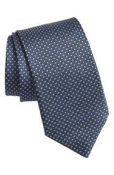 Small, neat geometries bring understated distinction to a tie crafted from Italian silk jacquard and styled to smarten any formal look. 3 1/2" width; 58" length 100% silk Spot clean Made in Italy Formal Look, Tie Crafts, Formal Looks, Silk Ties, Geometric Pattern, Dark Blue, In Italy, Nordstrom, Bring It On