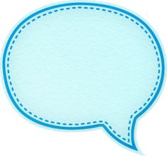 an empty speech bubble on a white background with blue trimmings and stitching