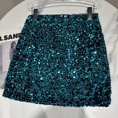 Olivia Mark - Sparkling Sequin Bodycon Mini Skirt Silk Halter Dress, Bodycon Mini Skirt, Wrap Around Skirt, Mermaid Skirt, Peacock Blue, Shorts With Tights, Pleated Midi Skirt, Wide Leg Denim, Bottom Clothes