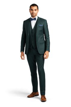 Dark green suits have become almost as much of a menswear staple as blue suits.  Our dark green suit with stretch fabric comes with matching pants and a vest and looks great with brown or black shoes depending on what tie color you choose for your look. Hunter Green Suit, Dark Green Suit, Green Suits, Blue Suits, Gray Wool Coat, Green Suit, Matching Pants, Tie Colors, Suit Separates