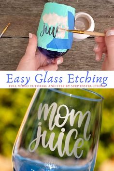 an easy glass etcting project for kids to do with the cricut machine