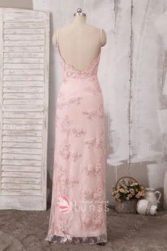 Baby Pink Beaded Scalloped Lace Slit Fancy Evening Dress - Lunss Light Pink Prom Dress, Prom Dress Inspo, Pink Long Dress, Stunning Prom Dresses, Pink Prom Dress, Prom Dress Inspiration, Beaded Prom Dress, Pretty Prom Dresses, Floor Length Skirt