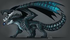 a drawing of a dragon with blue eyes