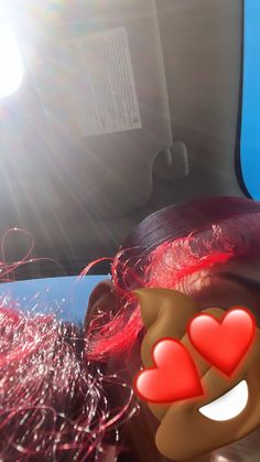 Red Pink Hair Black Women, Red And Pink Hair Black Women, Red 4c Hair Black Women, Red Hair On Black Women, Red Hair Aesthetic Black Women, Hot Pink Curly Hair Black Women, Hair Stripes, Quick Braids, Natural Hair Bun Styles