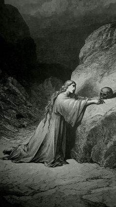 an illustration of jesus holding the head of christ on top of a mountain with his arms outstretched