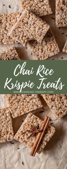 homemade chai rice krispie treats with cinnamon sticks