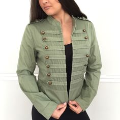 Military Jacket Women Outfit, Green Military Style Windbreaker For Spring, Womens Military Jacket, Military Style Collared Utility Jacket Single Breasted, Fitted Green Military Outerwear, Couture Jackets, Military Jacket Green, Military Style Jackets, Army Jacket