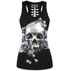 Who said that gothic people are not allowed to go to the beach? Impose yourself this summer with a unique style; this tank top has been designed for you, rebellious woman! High-quality 3D printing: A deadly look in any situation Material: Polyester, Spandex. Comfort: shoulder openings for a better range of motion Anti-bacterial anti-smell: ionization of the fibers to stay dry FREE STANDARD SHIPPING Refer to the size guide below. It is recommended to take 1 size above your usual size. Skull Tank Top, Rose Tank Top, Punk Skull, Rose Skull, Skull Tank, Outfit Yoga, Skull Clothing, Vintage Tank, 3d Rose