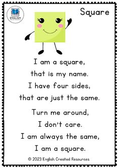 a square poem with the words i am a square