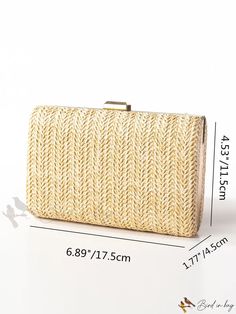 Bird in Bag - Solid Color Casual Fashionable Woven Bag, Suitable For All. Large Capacity Rectangular Beige Evening Bag, Rectangular Large Capacity Beige Evening Bag, Versatile Beige Rectangular Clutch, Versatile Rectangular Beige Clutch, Trendy Rectangular Spring Clutch, Gold Pouch Bag For Summer, Casual Rectangular Summer Clutch, Summer Gold Clutch For Everyday Use, Trendy Beige Rectangular Evening Bag