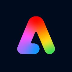 an app icon with the letter a in it's center and colorful letters on top