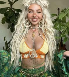 Shanin Blake Aesthetic, Long Hippy Hairstyles, Blonde Goddess Aesthetic, Long Hair Spirituality, Half Dreaded Hair, Wild Blonde Hair Aesthetic, Hippie Goddess, Hippie Festival Swimwear, Fitted, Rave Girls