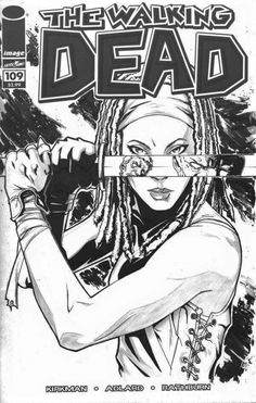 the walking dead comic book cover with an image of a woman holding a knife in her hand