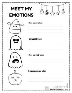 the printable worksheet for emotions and feelings to help students understand what they are