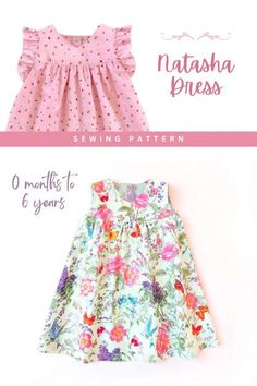 the sewing pattern for this girls'dress is easy to sew and has many different variations