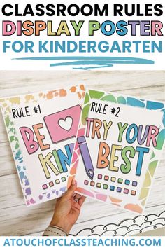 the classroom rules poster for kids to use in their art project, which includes pictures and text