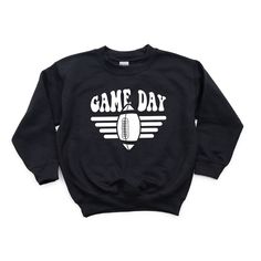 Looking for a cute sweatshirt for your kids? We have the perfect Football Game Day Stripes graphic sweatshirt addition to their closet! Game Day Graphic Print Long Sleeve Sweatshirt, Black Long Sleeve Sweatshirt For Game Day, Black Long Sleeve Sweatshirt For School Spirit, Cotton Logo Print Sweatshirt For Game Day, Cotton Sweatshirt With Logo Print For Game Day, Black Hoodie With Letter Print For School, Black Hoodie With School Spirit Letter Print, Black Hoodie With Letter Print For School Spirit, Game Day Black Hoodie With Graphic Print