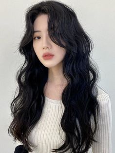 Thick Waves (Pring Perm) Long Hair Perm, Long Black Hair, Permed Hairstyles, Long Layered Hair, Asian Hair, Korean Hairstyle, Hairstyles Haircuts, Aesthetic Hair