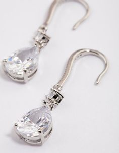 Rhodium Pear Cubic Zirconia Earrings - Lovisa Shaped Crystals, Cubic Zirconia Earrings, Zirconia Earrings, Statement Necklaces, Favorite Rings, Earrings Silver, Cocktail Rings, Ring Necklace, Pear Shaped