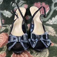 I Have Been Asked To Sell These For A Friend, As I Do Not Wear A Size 10. They Have Been Tried On But Not Worn Out. Leather Bow Embellished No Wear Of Footbed, Heel Or Bottom Of Shoe (Though The Price Tag Has Obviously Been Removed) Luxury Kate Spade Heels With Padded Heel, Bow High Heels, City And Colour, Leather Bow, Kate Spade Shoes, Leather Bows, Price Tag, Shoes Women Heels, To Sell