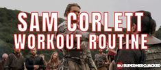 the words sam corlet workout routine are in front of a group of people