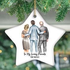 Groom with Parents Wedding Gift Customized Ornament Ceramic Ornament OrnamentallyYou Star Groom With Parents, Mother Of The Bride Ornament, Newlywed Ornament, Loving Parents, Proud Parents, Packing Slip, Wedding Gifts For Parents, Parents Wedding, Bubble Mailer