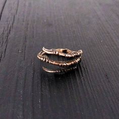 Unique Open Copper Ring Jewelry, Brass Claw Jewelry As Gift, Nickel-free Copper Ring, Hand Wrapped Metal Ring Jewelry, Unique Claw-shaped Metal Rings, Unique Claw Shaped Metal Rings, Copper Open Ring Jewelry, Raven Claw, Wrap Ring