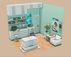 Sims 4 Vets Clinic, Vet Clinic Design Sims 4, Sims 4 Small Vet Clinic, Sims 4 Vet Clinic Interior, Sims 4 Doctors Office, Sims Vet Clinic Ideas, Sims 4 Vet Clinic Cc, Sims 4 Vet Clinic Floor Plan