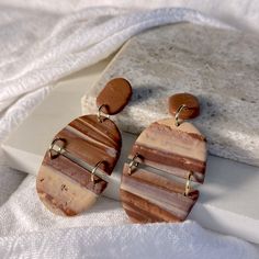 These Earrings Are Handmade By Me From Polymer Clay And Hypoallergenic Hardware. They Have A Post Style Back. These Beautiful Colors Are Perfect For The Fall And Winter. They Would Make A Great Gift Or A Fun Addition To Your Next Fall Look. They Are Very Light Weight And Comfy To Wear! Let Me Know If You Have Any Questions Earthy Brown Drop Earrings, Earthy Brown Dangle Earrings, Earthy Brown Earrings With Ear Wire, Earthy Beige Jewelry For Everyday Wear, Earthy Everyday Beige Jewelry, Fall Clay Earrings, Diy Earrings Polymer Clay, Handmade Clay Jewelry, Mobile Shop