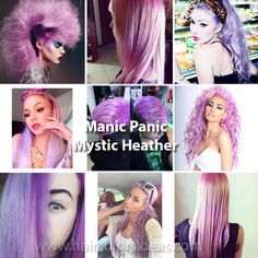 manic-panic-mystic-heather Pastel Blonde, Pastel Purple Hair, Pink Dip Dye, Dyed Hair Pastel, Short Curls