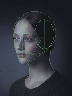 a woman's face is shown with lines in the shape of a human head