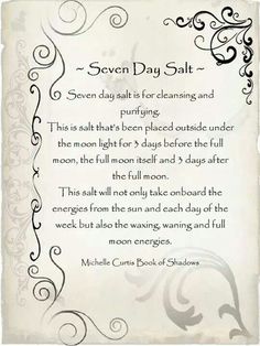 7 Day Salt Wiccan Spell Book, Witchcraft Spell Books, Book Of Shadow, Witch Spell Book, Witchy Crafts