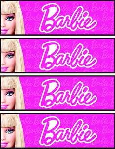 barbie doll name labels on pink background with the words barbie and barbie's hair