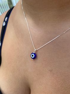 Dainty Evil Eye Necklace in sterling Silver Evil Eye Size :1 cm Turkish Evil Eye Jewelry, Turkish Eye Jewelry, Blue Evil Eye Necklace, Evil Eye Amulet, Necklace Evil Eye, Turkish Evil Eye, Silver Statement Earrings, Amulet Necklace, Silver Jewelry Necklace