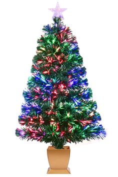 a small christmas tree with multicolored lights