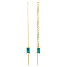 Genuine emerald gold earrings. 14k solid gold drop earrings with emeralds. Natural emeralds solid gold earrings. Chain earrings. Baguette Earrings Dangle. Delicate Solid Gold chain Earrings. 14K Solid Gold Threader Chain Earrings Metal: 14 karat yellow gold Weight: 0.8-0.9 g. Size: 6.5-6.8 sm Central stones: Natural emeralds 2 pieces Cut: baguette Weight: approx 0.5 ct total Color: green Pyrite Earrings, Chain Threader Earrings, Baguette Earring, Gold Chain Earrings, Solid Gold Chains, Solid Gold Earrings, Gold Drop Earrings, Chain Earrings, Chandelier Earrings