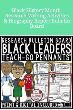 the black history month research writing activities and printables for students to use in their classroom