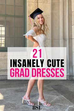 a woman in graduation cap and gown with text overlay that reads 69 insanely good graduation captions for instagram