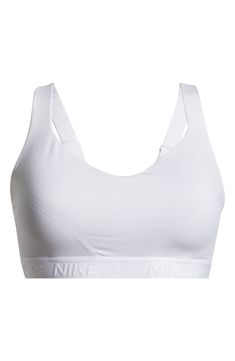 High support and padding minimize movement in this moisture-wicking sports bra, making it ideal for high-intensity workouts and sports. Partially lined Dri-FIT moisture-wicking technology 78% polyester, 22% elastane Machine wash, line dry Imported Sports Bra Png, Sports Bra Aesthetic, Sport Bra Outfits, Nike Sports Bra Women, Cute Sports Bras, White Workout Top, Sports Bra Outfit, Cute Sports Bra, Workout Bra