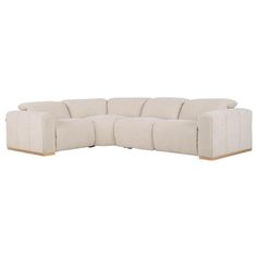 The Galaxy Power Reclining Sectional with 4PCS/2PWR is as comfortable as it is stylish. Made with microsuede fabric and wood, this couch features power in the left and right recliners, as well as power headrests. Its deep, wide seating promises extra comfort, and its wooden legs and contrast stitching add to its modern style. Consider pairing this gorgeous modular sofa with a bold, colorful rug. Care: When you purchase upholstered furniture, you want to make sure it lasts a long time in your hom Fabric Recliner Sofa, Couch Sectionals Living Rooms, Modern Reclining Sectional, Twin Car Bed, Pink Accent Chair, Power Reclining Sectional Sofa, Microsuede Fabric, Teen Furniture, Dining Room Accessories