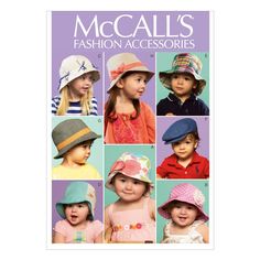 a book with pictures of children's hats and the title, mccall's fashion accessories