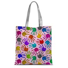 Colourful Hands Love Tote Bag. Multicolor Bags For Mother's Day Gift, Mother's Day Multicolor Bags As Gift, Mother's Day Gift Multicolor Bags, Trendy Multicolor Reusable Bags, Multicolor Double Handle Bags For Gifts, Multicolor Double Handle Bag As Gift, Multicolor Double Handle Bag For Gift, Hearts Shapes, Walking Yoga