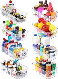 three plastic containers filled with different types of items